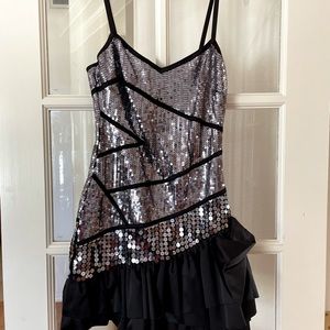 Little Black Silver Sequin Party Dress